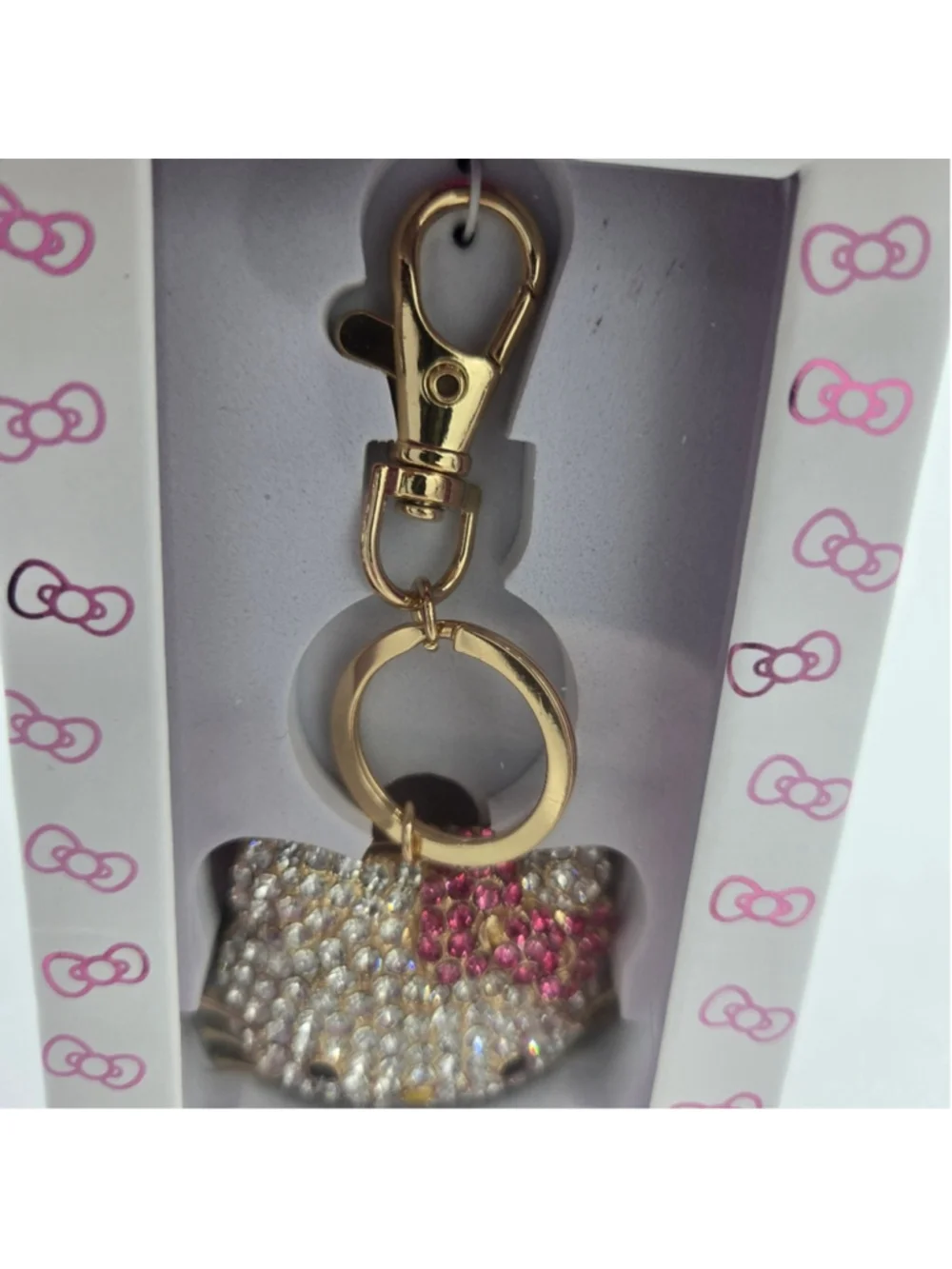Sanrio Hello Kitty Pave Crystal Face Keychain NEW Bag Charm Rhinestone Cute